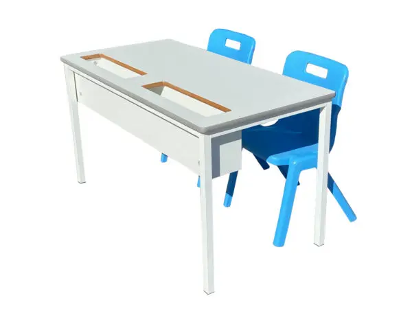 Double Table with Top Loading Book Storage - Image 2