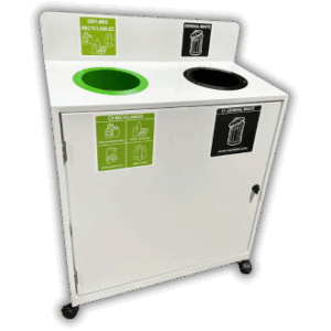 Durable Powder Coated Steel Recycling Station Double Bin