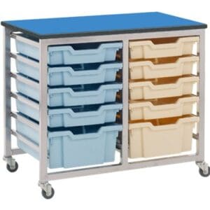 Metal Frame 12 Tray Storage Trolley