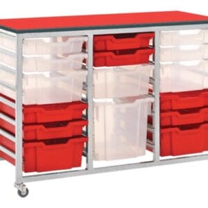 Metal Frame 18 Tray Storage Trolley