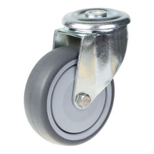 Grey Rubber Tyre Castor  Bolt On No Plate Braked 125mm