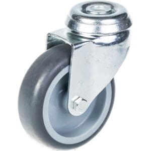 Grey Rubber Tyre Castor Bolt On No Plate Braked 75mm