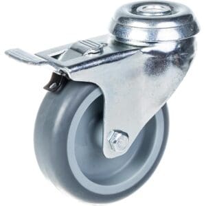 Grey Rubber Tyre Castor Bolt On No Plate Un-Braked 75mm
