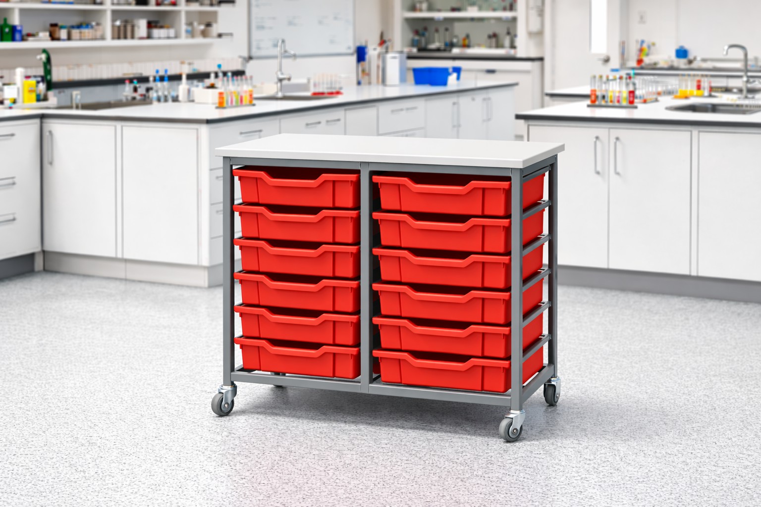 Science Two Colum Tray Storage Trolley (Monarch Trays) - Image 3