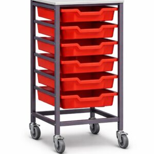 Metal Frame Six Tray Storage Trolley To Suit Gratnell Trays