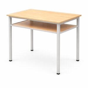 Single student table with half shelf