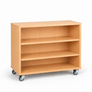 Mobile Low Bookcase With Three Shelves